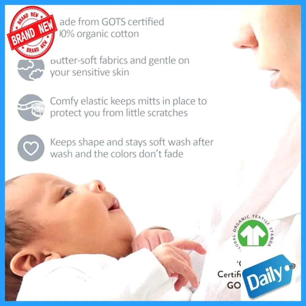 10-Pack Organic Cotton No Scratch Mittens for Newborns